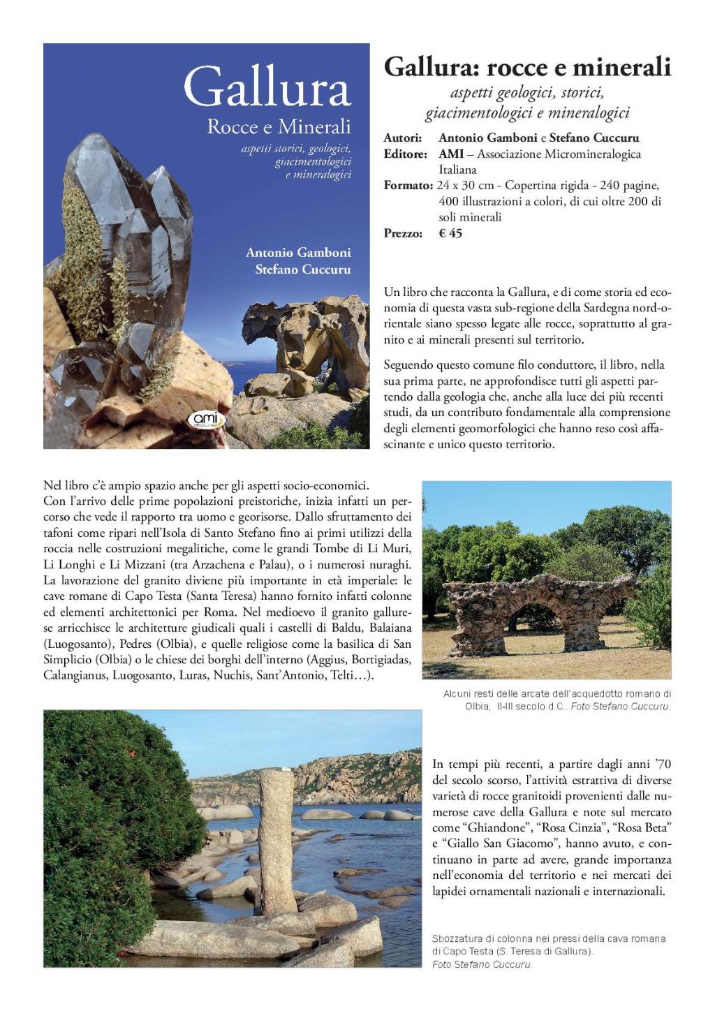 Libro nuova uscita: Gallura: rocce e minerali.